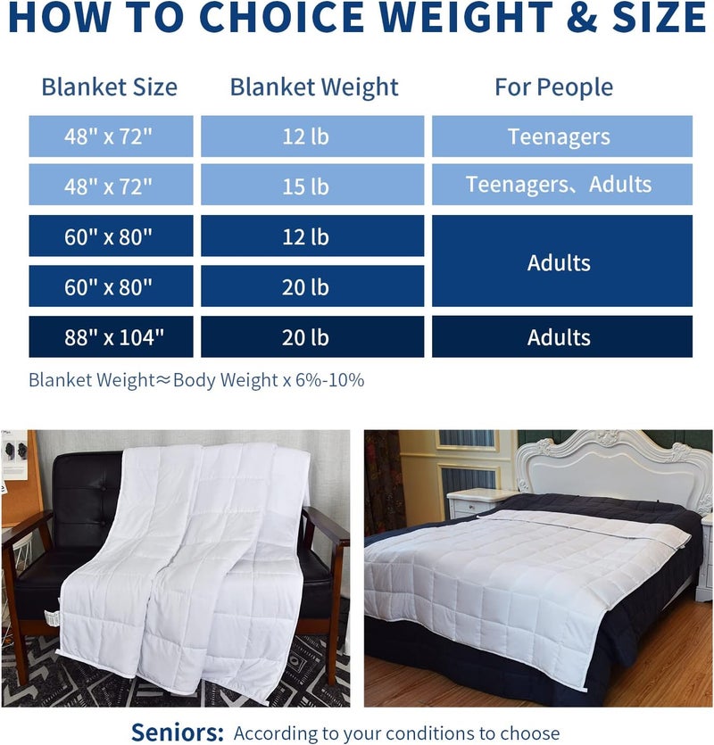 PRETTY NIGHT Smooth joint Weighted Blanket 12lbs Queen Size White 60"x80" Weighted Blankets for Adults Heavy Blanket are Comfortable and Cozy Detachable clean - Image 5