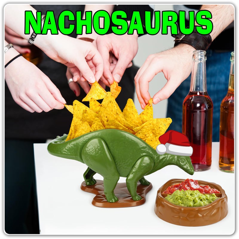 Funwares Original Nachosaurus Snack and Dip Set, Dinosaur Nacho Holder - Image 1