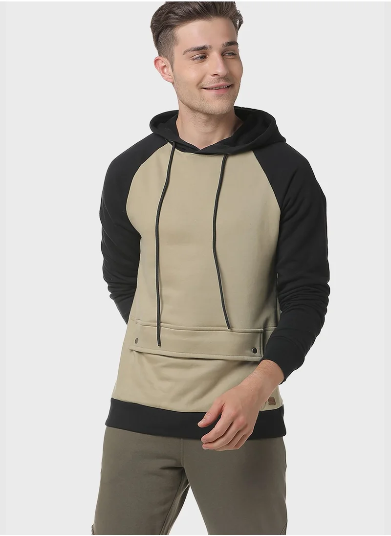 Campus Sutra Color block Hoodie