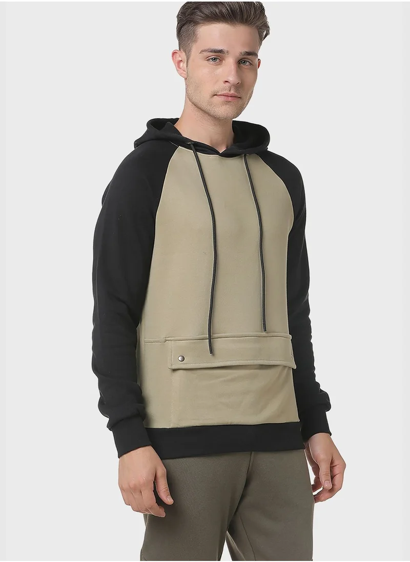 Campus Sutra Color block Hoodie