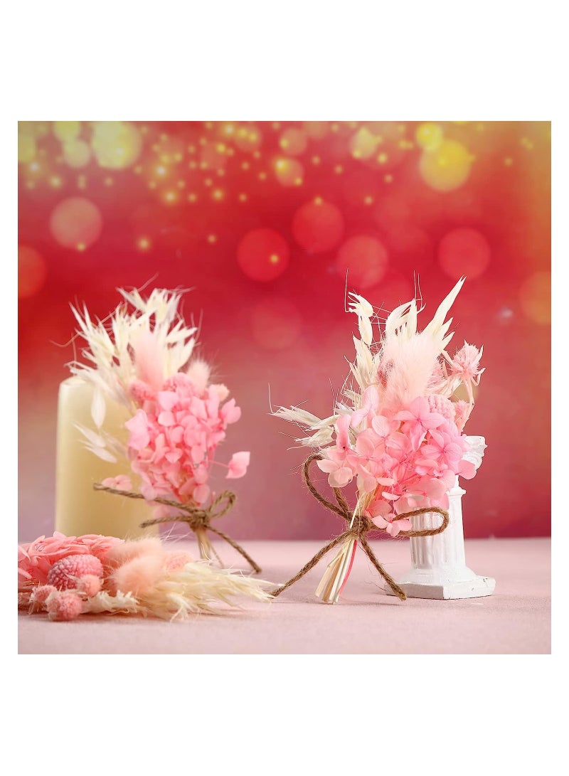 KASTWAVE 10 Pack Mini Dried Flower Bouquet 6.3'' Pink Sage White Wheat Dried Flowers for Vase DIY Craft Photo Props Card Decor Bohemian Wedding Dried Flowers with Stems Embossing Dried Flower Plant Stem Bunch - Image 3