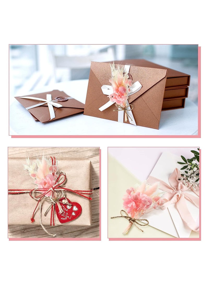 KASTWAVE 10 Pack Mini Dried Flower Bouquet 6.3'' Pink Sage White Wheat Dried Flowers for Vase DIY Craft Photo Props Card Decor Bohemian Wedding Dried Flowers with Stems Embossing Dried Flower Plant Stem Bunch - Image 2