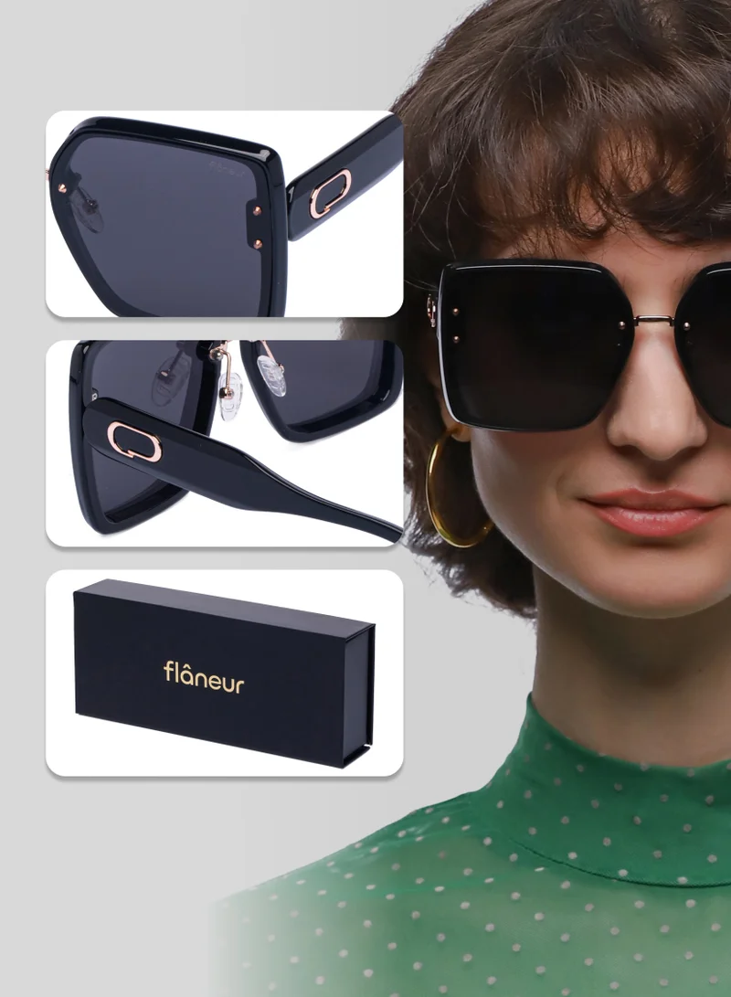 flâneur Stylish Oversized Polarized Square Sunglasses For Women and Men