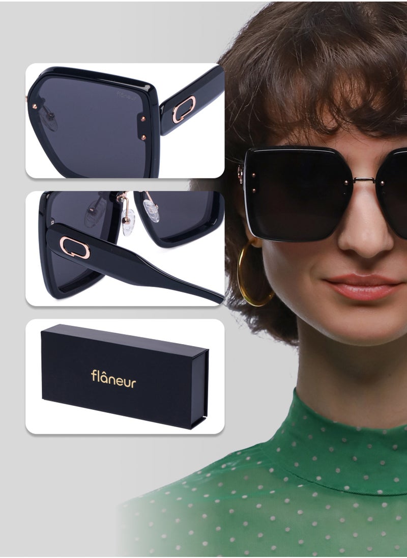 flâneur - Stylish Oversized Polarized Square Sunglasses For Women and Men - Image 1