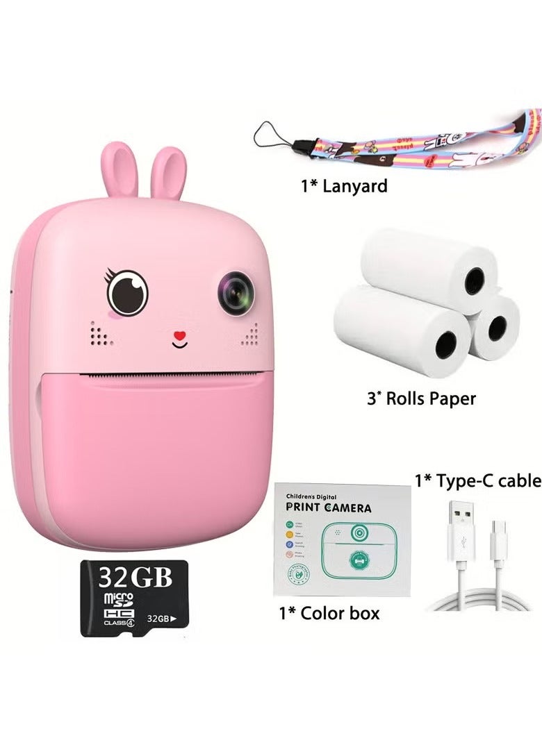 Kids Camera, 1080P Instant Printing Dual Camera, Photo Video, 2.4 Inch IPS LCD Screen, Built-in 1800mAh Battery, 32G TF Card, Birthday Festival Gift for Kids - Image 1