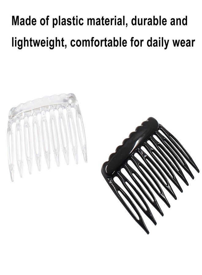 Coufce 24 Pieces Plastic Hair Side Combs Small French Twist Comb Teeth Hair Clips Women Girls Bridal Wedding Veil(Black, Clear) - Image 2