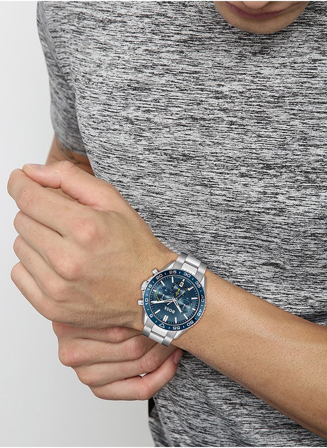 HUGO BOSS ساعة يد كرونوغراف للرجال على شكل دائري من الفولاذ المقاوم للصدأ 1514143 - 44 مم  - Image 4