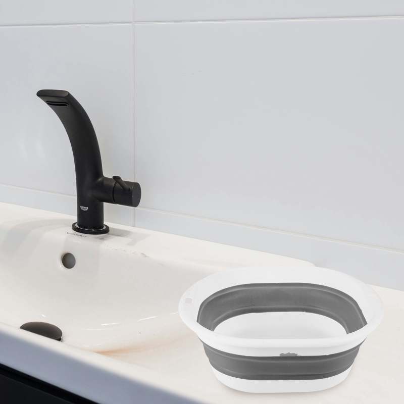 Foldable Face Washing Basin: 9.84 X 9.13 X 3.54 In 0.69 Lb Grey Compact Design - Portable Wash Basin for Travel Camping Outdoor Use - Image 2