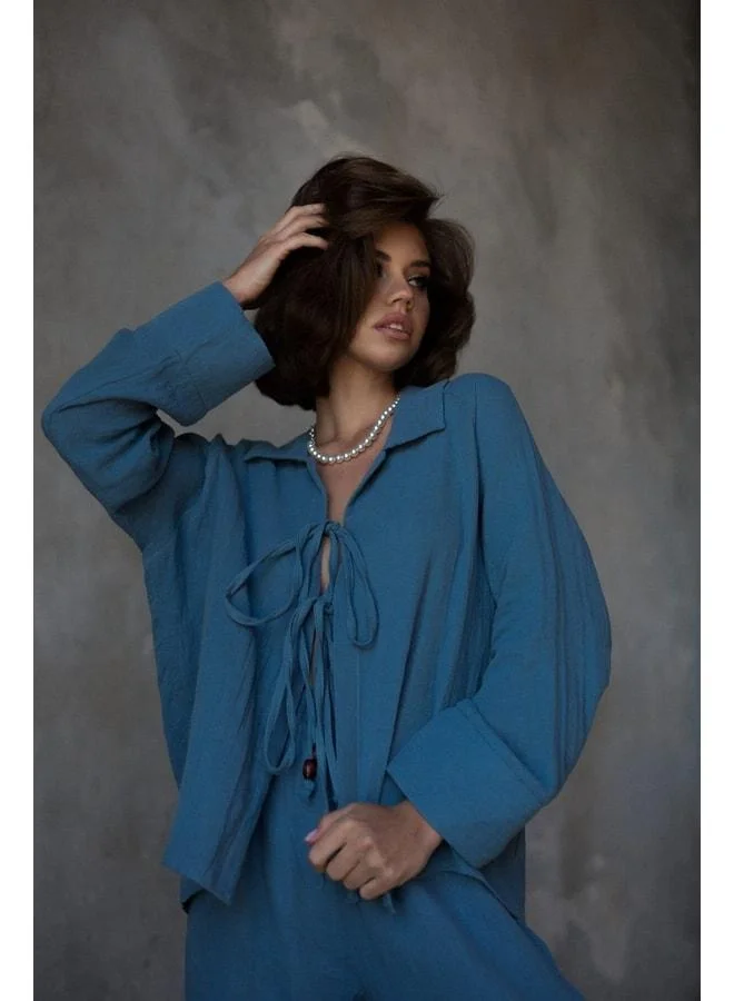 Bohemai Bali Beaded Indigo Muslin Set.