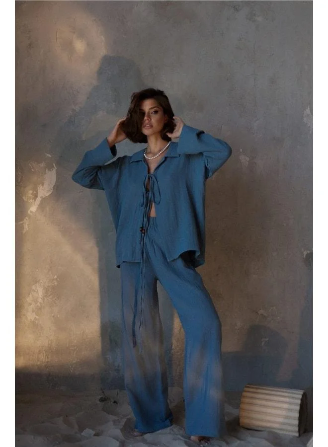Bohemai Bali Beaded Indigo Muslin Set.