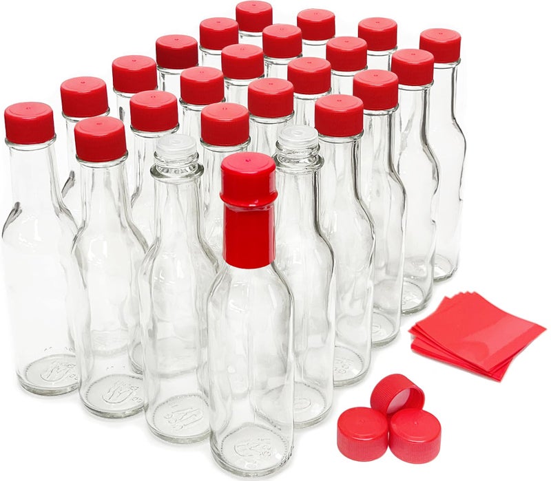 Nicebottles Hot Sauce Bottles With Red Caps & Shrink Bands  5 Oz - Case Of 24 - Image 1