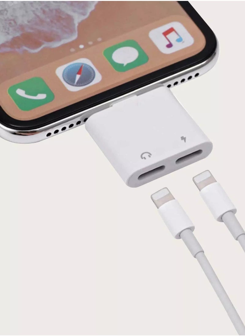 Generic 1pc Audio Charge Dual Lightning Adapter Compatible With iPhone  - Image 1