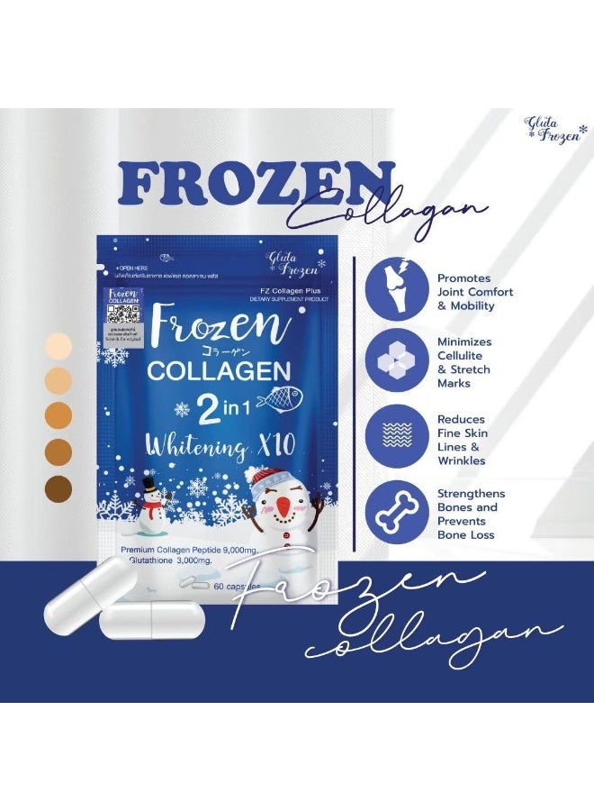 Frozen Collagen 2-in-1 Whitening X10 – Glutathione & Collagen | Hair, Nails, Joint & Skin Health – 60 Capsules - Image 3