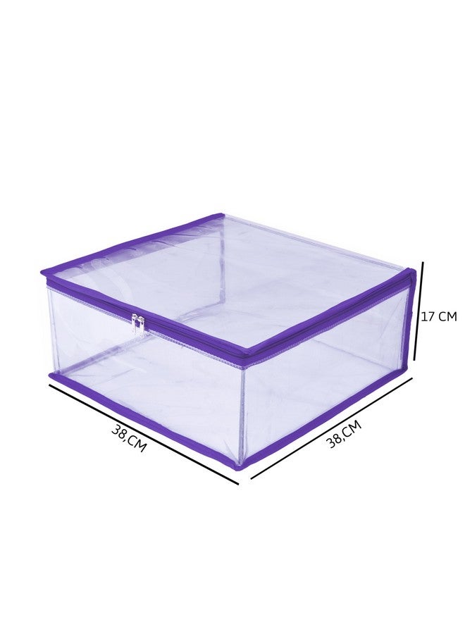 MBW Clothes Organiser for Wardrobe, Saree Covers with zip, Saree Organizer for Wardrobe, Clothes Storage Bag, Saree Bags Storage, Saree Covers for Storage, Transparent (Purple - Pack of 12) - Image 3