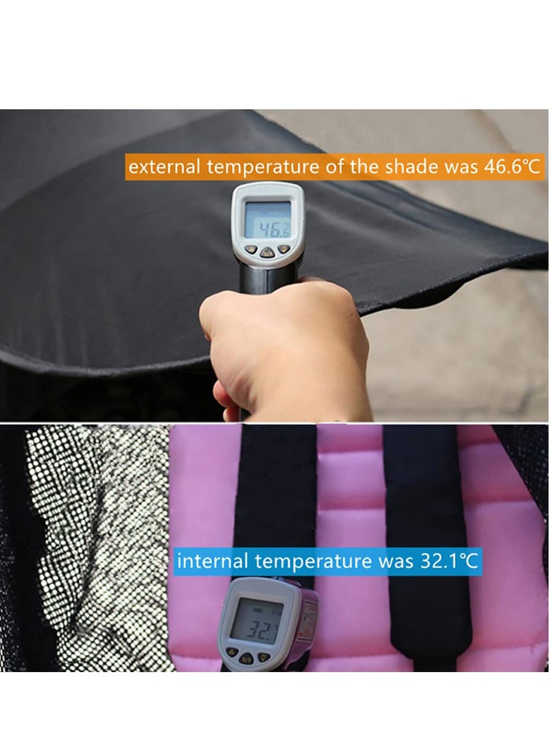 SYOSI غطاء واقي من الشمس لعربة الأطفال، غطاء واقي من الشمس لعربة الأطفال، غطاء واقي من الشمس مضاد للأشعة فوق البنفسجية، مظلة عربة أطفال محمولة، مظلة شمسية مقاومة للرياح ومقاومة للماء مع دعم صلب مقوس - Image 5