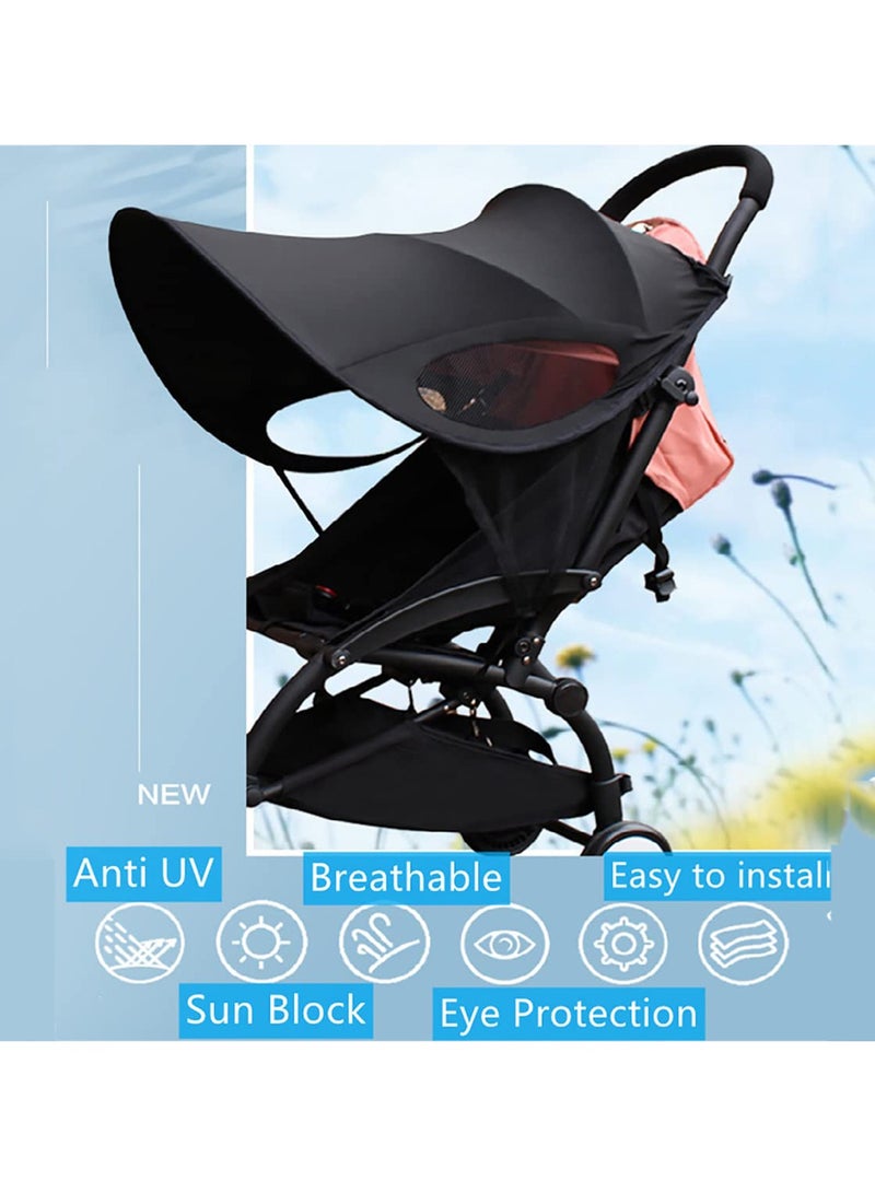 SYOSI غطاء واقي من الشمس لعربة الأطفال، غطاء واقي من الشمس لعربة الأطفال، غطاء واقي من الشمس مضاد للأشعة فوق البنفسجية، مظلة عربة أطفال محمولة، مظلة شمسية مقاومة للرياح ومقاومة للماء مع دعم صلب مقوس - Image 4