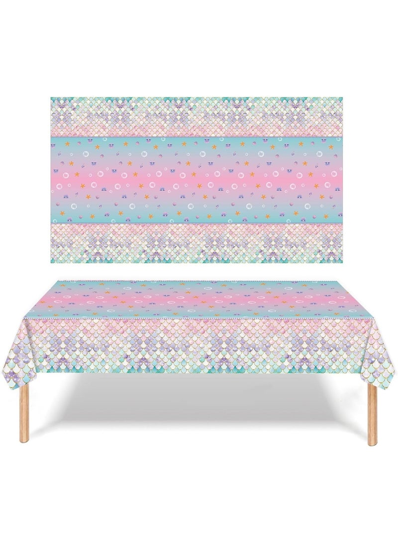 Disposable Tablecloths,Mermaid Iridescence Plastic Tablecloths Holographic Foil Table Cover for Girls Birthday Wedding Holiday (54 x108 inch) - Image 1