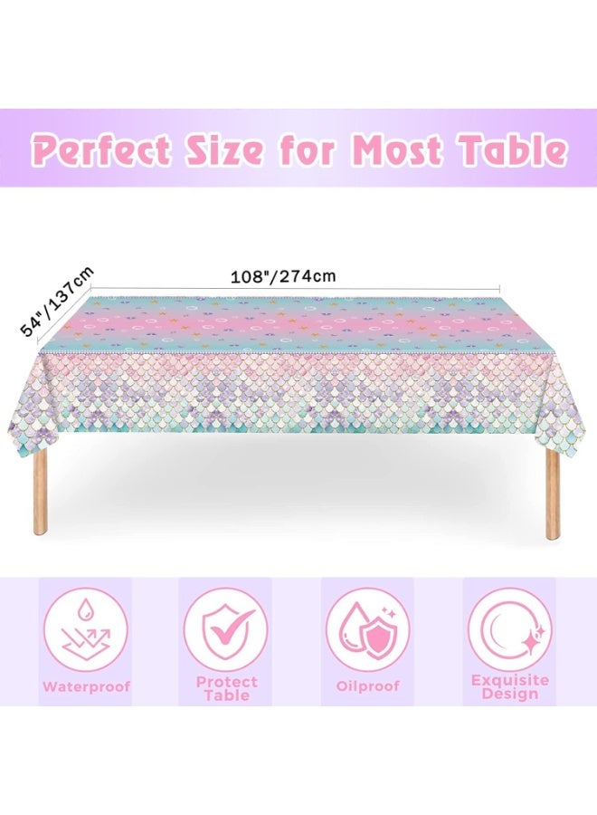 Disposable Tablecloths,Mermaid Iridescence Plastic Tablecloths Holographic Foil Table Cover for Girls Birthday Wedding Holiday (54 x108 inch) - Image 2