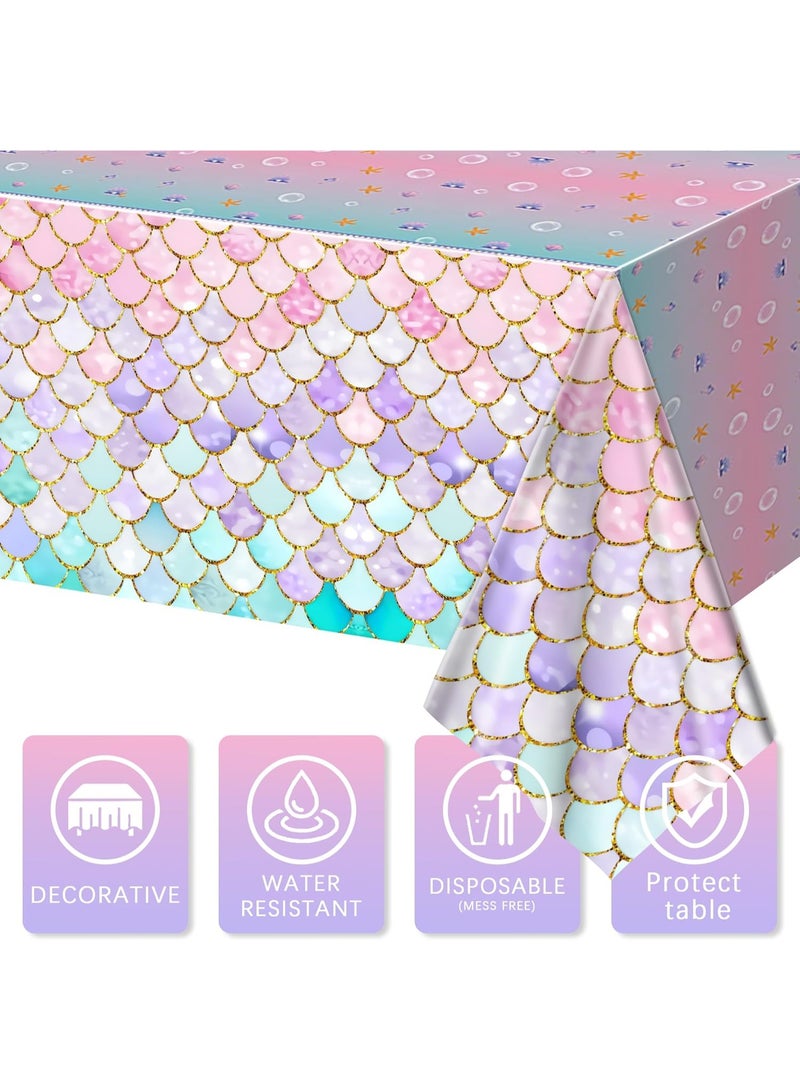Disposable Tablecloths,Mermaid Iridescence Plastic Tablecloths Holographic Foil Table Cover for Girls Birthday Wedding Holiday (54 x108 inch) - Image 3