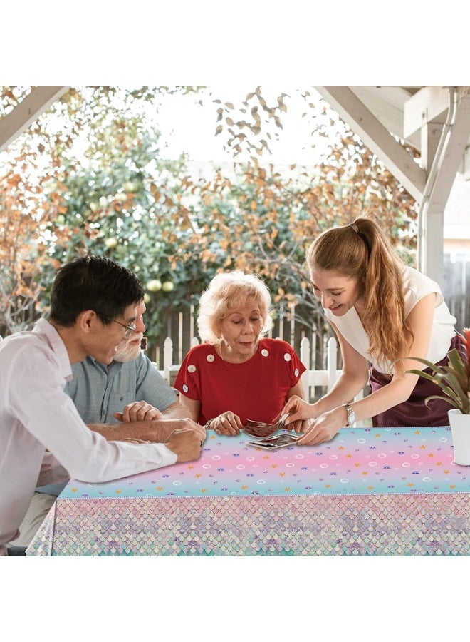 Disposable Tablecloths,Mermaid Iridescence Plastic Tablecloths Holographic Foil Table Cover for Girls Birthday Wedding Holiday (54 x108 inch) - Image 5