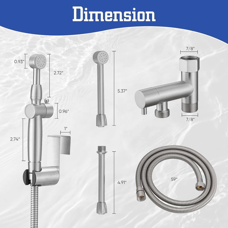 Green Spring Brushed Nickel Handheld Bidet Sprayer Attachment for Toilet Brass Cloth Diaper Sprayer Bidets for Attachment Toilet with Adjustable Length Spray Heads - Image 2