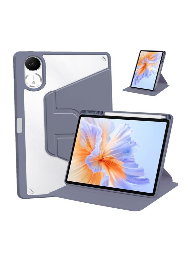 VKL Case for Xiaomi Redmi Pad 2 11-inch 2025 Smart Tablet Leather Case with Auto Wake/Sleep, 360° Rotating Stand Cover Acrylic Clear Back Cover with Pencil Holder (Lavender) - Image 1