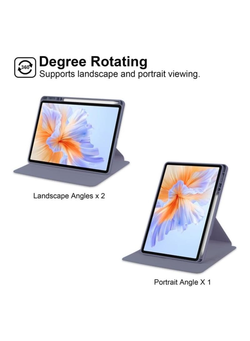 VKL Case for Xiaomi Redmi Pad 2 11-inch 2025 Smart Tablet Leather Case with Auto Wake/Sleep, 360° Rotating Stand Cover Acrylic Clear Back Cover with Pencil Holder (Lavender) - Image 2