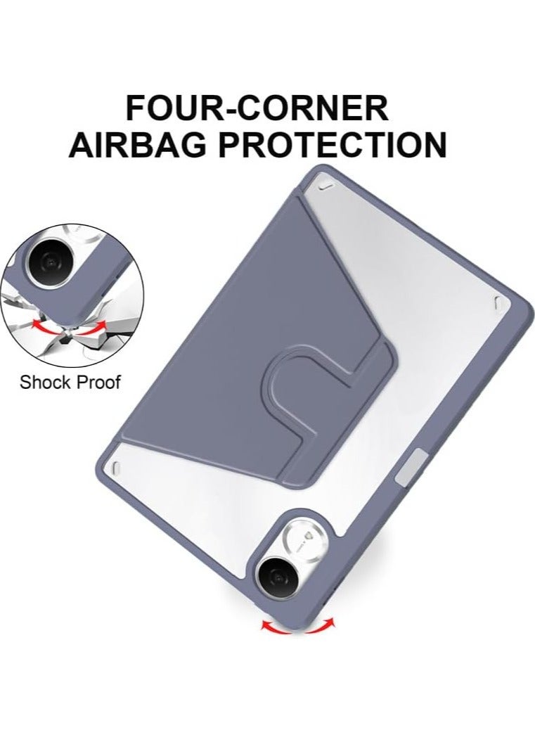 VKL Case for Xiaomi Redmi Pad 2 11-inch 2025 Smart Tablet Leather Case with Auto Wake/Sleep, 360° Rotating Stand Cover Acrylic Clear Back Cover with Pencil Holder (Lavender) - Image 4