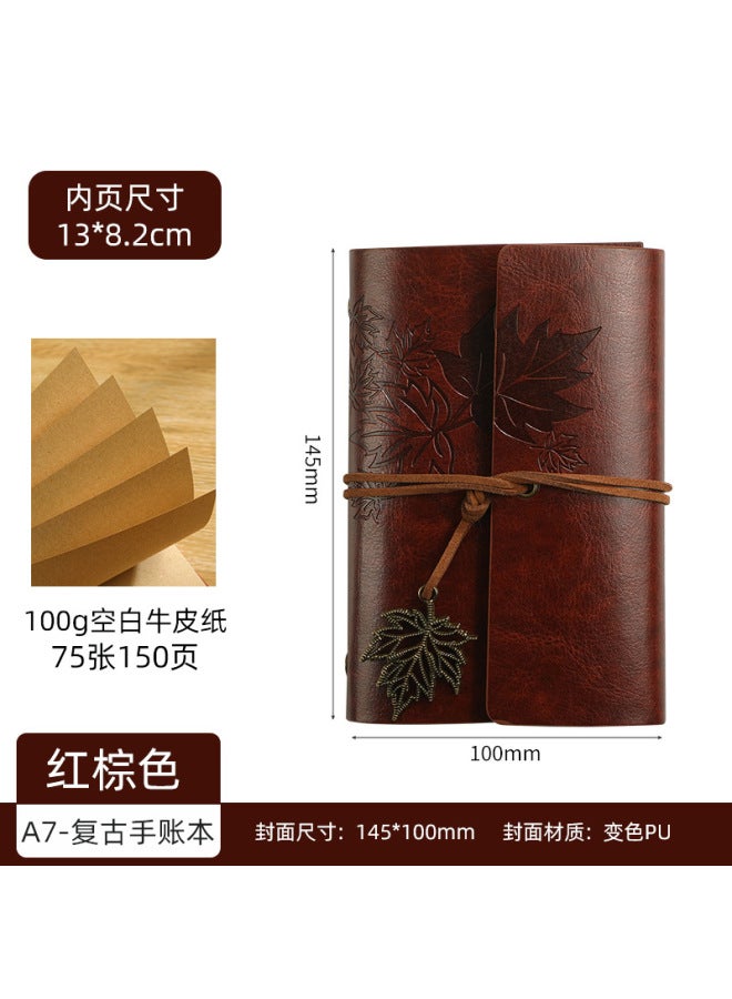 بوي دفتر سفر كلاسيكي من الجلد الناعم مع حافظة يدوية  
دفتر ملاحظات A6/A7 قابل للحمل مع أوراق قابلة للإزالة  
يوميات ورق القيقب - دفتر متنقل أنيق للسفر والكتابة - Image 1