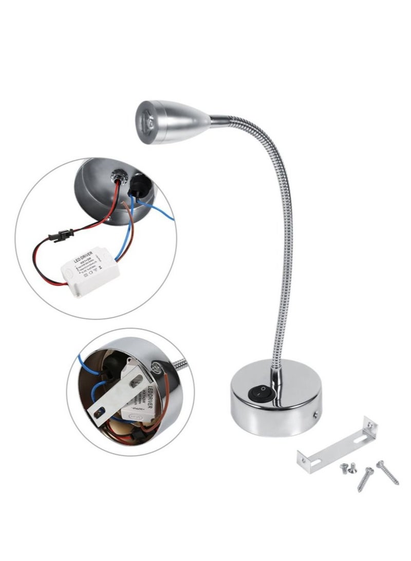 Captaintech LED Wall Reading Light Flexible Adjustable Gooseneck Bedroom Bedside Conical Wall Lamp Bedroom Headboard Light Sconce  Light with Knob Switch for Bedroom, Office, Studio(with Switch-Warm White) - Image 5