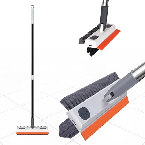 PADAR 3-in-1 Cleaning Combo Brush Scrubber Wiper 180 Rotating Head, V-Shaped Bristles, Long Handle, Multipurpose Bathroom & Floor Cleaner for Tiles, Walls, Kitchen & More - Image 1