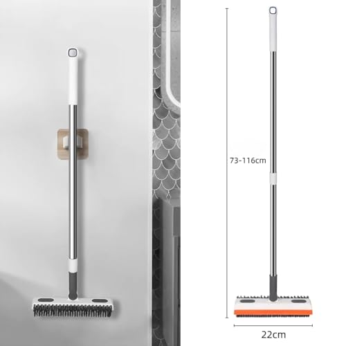 PADAR 3-in-1 Cleaning Combo Brush Scrubber Wiper 180 Rotating Head, V-Shaped Bristles, Long Handle, Multipurpose Bathroom & Floor Cleaner for Tiles, Walls, Kitchen & More - Image 2