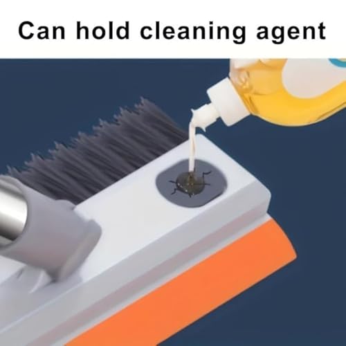 PADAR 3-in-1 Cleaning Combo Brush Scrubber Wiper 180 Rotating Head, V-Shaped Bristles, Long Handle, Multipurpose Bathroom & Floor Cleaner for Tiles, Walls, Kitchen & More - Image 4