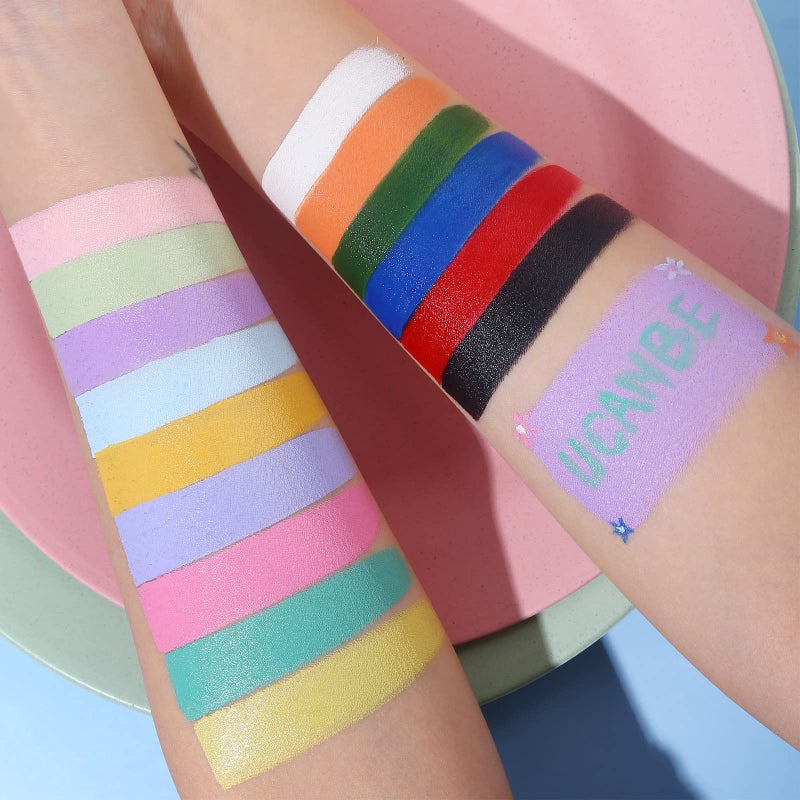 UCANBE Face Body Paint Oil, 15 Macaron Colors Professional Makeup Palette - Non Toxic Hypoallergenic Safe Facepaint for Halloween, Cosplay Costumes, Parties and Festivals - Image 3