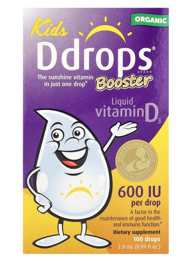 Ddrops فيتامين د3 السائل العضوي للأطفال 600 وحدة دولية 0.09 أونصة سائلة (2.8 مل)