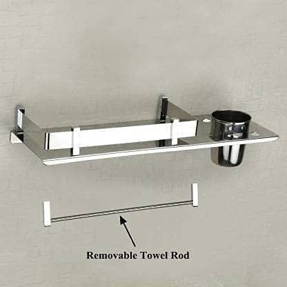 LEAWALL Stainless Steel 3 in 1 Multiturpous Bathroom Shelf/Rack/Towel Hanger/Tumbler Holder/Bathroom Accessories - Image 2