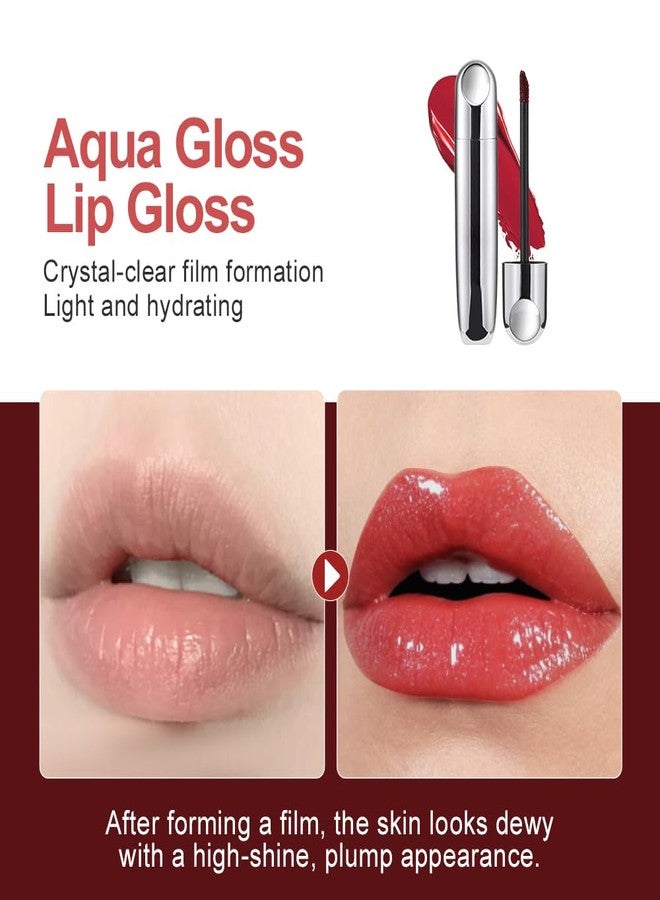 Hxssll Rose Brick Red Hydrating Lip Gloss Tint - High Shine Moisturizing Lip Glaze with Lightweight Non-Sticky Texture, Long-Lasting Glossy Red Lip Tint for Smooth Full Lips, 610# - Image 2