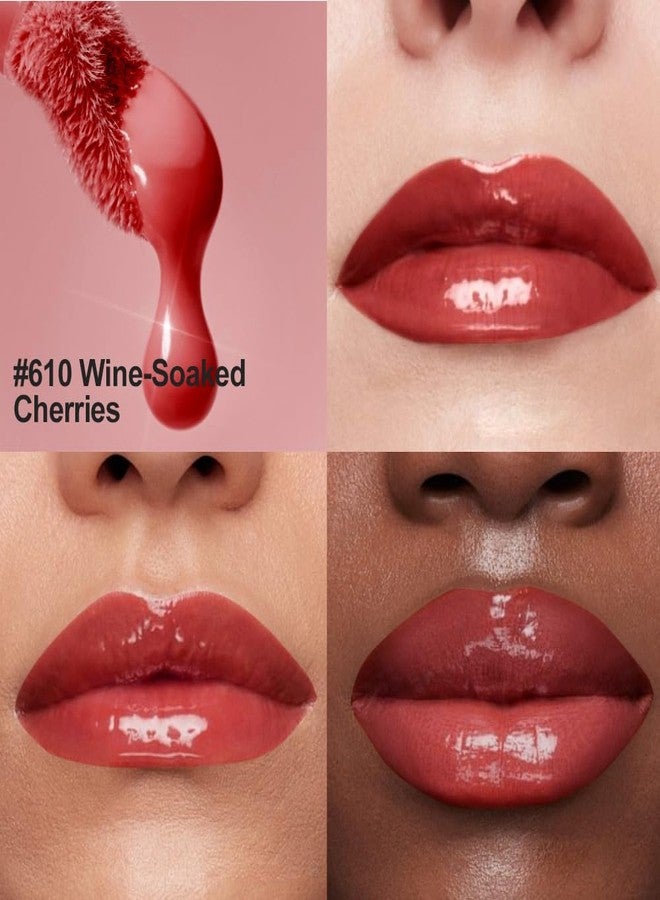 Hxssll Rose Brick Red Hydrating Lip Gloss Tint - High Shine Moisturizing Lip Glaze with Lightweight Non-Sticky Texture, Long-Lasting Glossy Red Lip Tint for Smooth Full Lips, 610# - Image 3