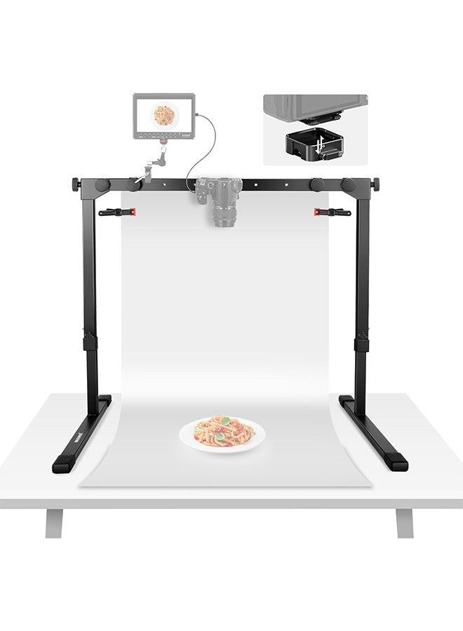 Neewer NEEWER Overhead Camera Mount Rig for Top Down Shot with 1s Quick Switch Lock Arca Type QR Plate, Heavy Duty Tabletop Multi Device Stand for Cooking Drawing Crafts Stream, Desk Width≥32"/80cm  - Image 1