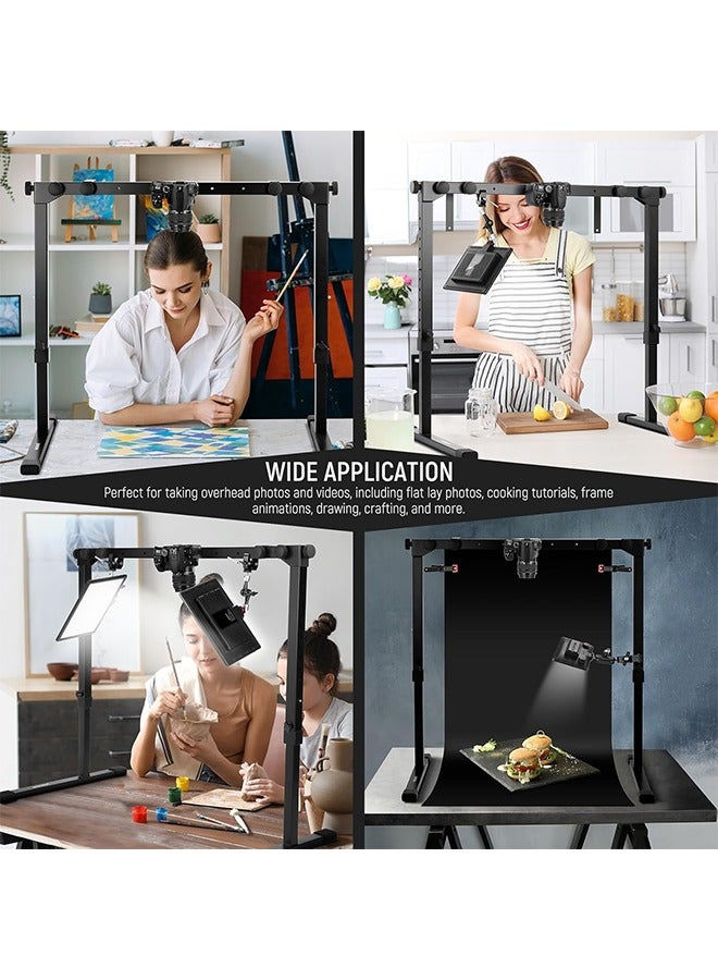 Neewer NEEWER Overhead Camera Mount Rig for Top Down Shot with 1s Quick Switch Lock Arca Type QR Plate, Heavy Duty Tabletop Multi Device Stand for Cooking Drawing Crafts Stream, Desk Width≥32"/80cm  - Image 2