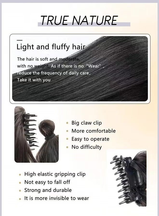 JS Messy Curly Hair Bun Extensions, Wavy Synthetic Chignon with High Elastic Claw, Hair Accessories Donut Roller Bun Wig for Women Updo Scrunchies, Blcak - Image 5