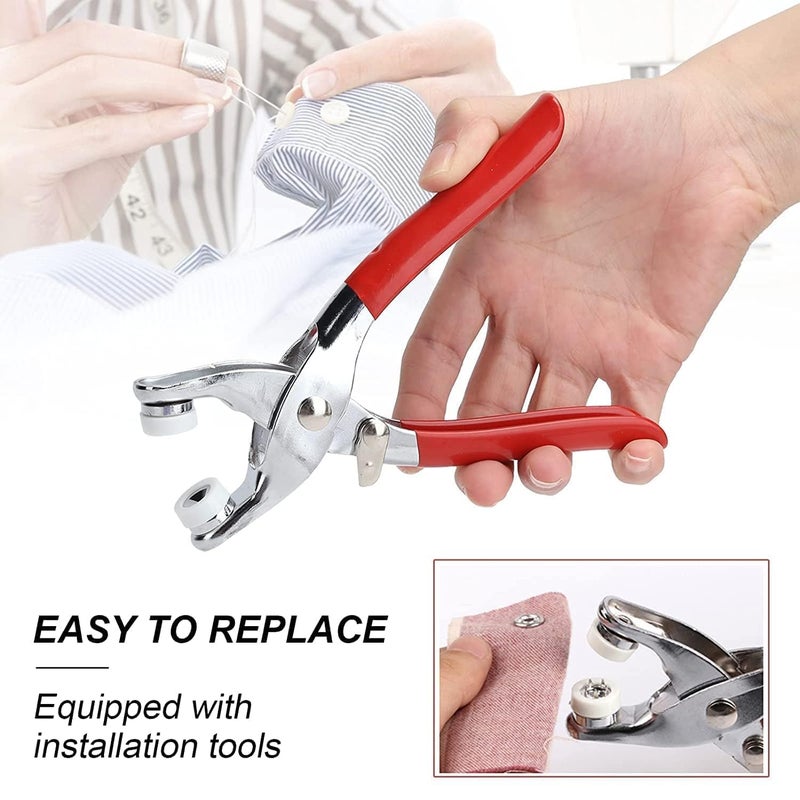Manthan Enterprise Stainless Steel Snap Button Pressure Pliers with 100 Pcs Sewing Crafting Buttons HeavyDuty Hand Tool for Kids Clothes DIY Crafting Sewing Projects Thickened Snap Fasteners Kit Five Claw Buckle Set  - Image 5