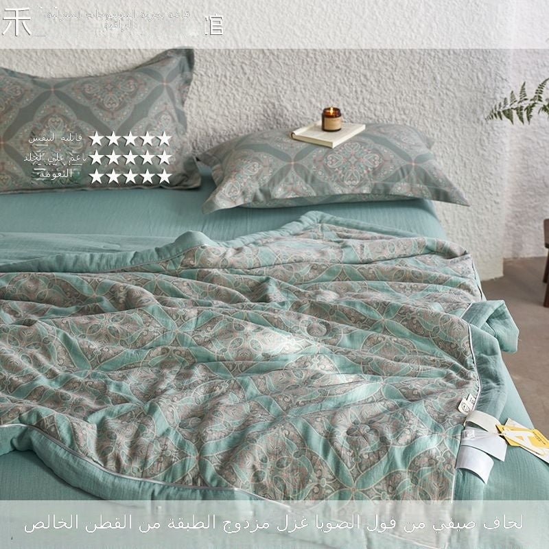 Luna Style Summer Quilt Set - A-Class, Yarn-Dyed, Machine Washable (4 Pieces) - Image 1