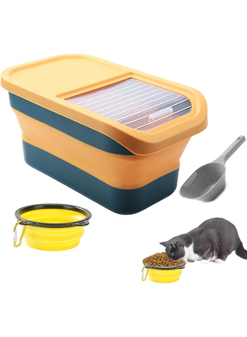 DUNISO Collapsible Pet Food Container，Dog Food Storage Container with Lids，Foldable Pet Cat Food Storage Bin with Silica Del Pet Bowl and Dog Food Spoon，for Pet Food, Cereal, Coffee - Image 1