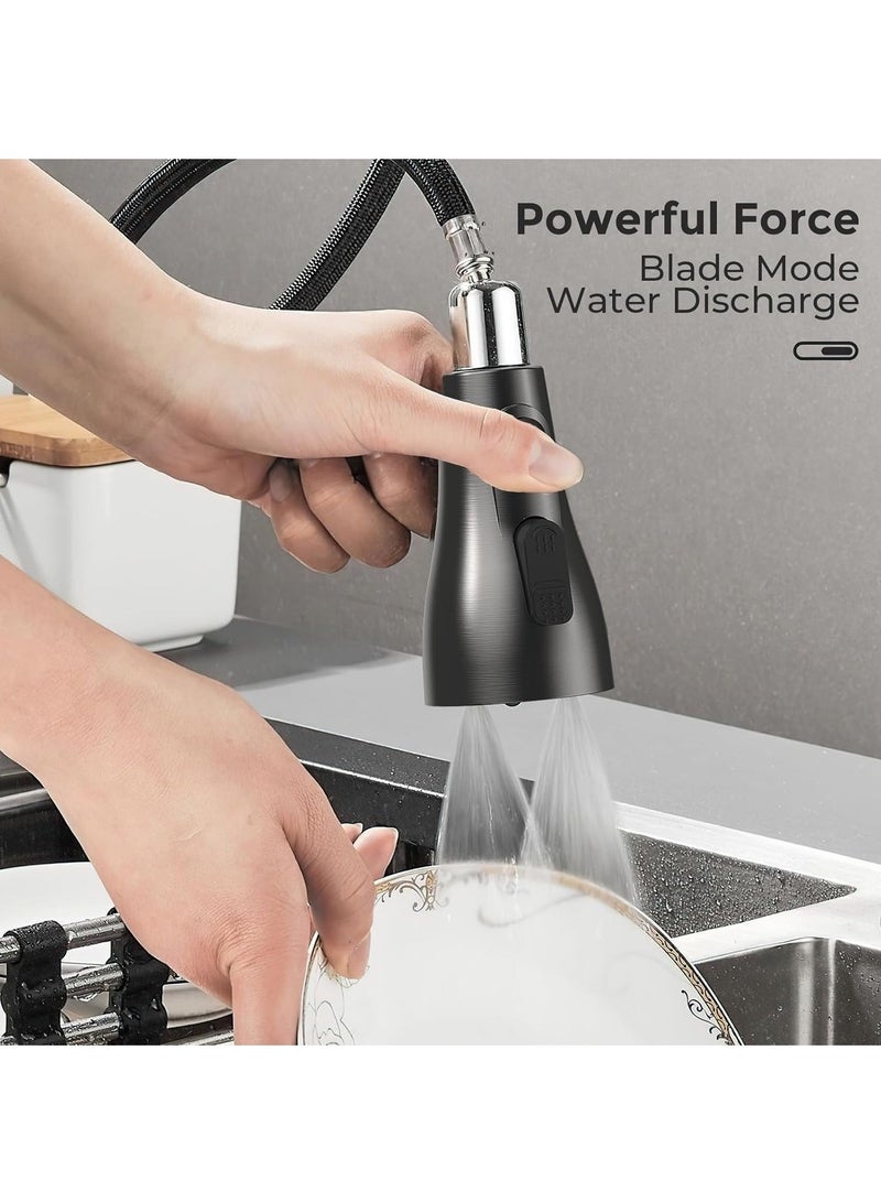 Bukela Kitchen Faucet, Single Handle High Arc Gooseneck Modern Stainless Steel Kitchen Faucet With Pull-down Sprayer Brushed Nickel, Three-function Sprayer, Anti-fingerprint, Deck Plate Not Included - Image 4