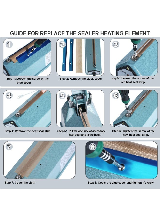 Honoson 10 Pieces Impulse Sealer Spare Repair Parts Kit Heating Element Service Heat Seal Strips Replacement Elements Compatible with F-400 FS-400 PFS-400 - Image 5
