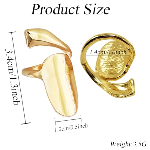 Elandy 6 PCS Wome Fashion Finger Nail Ring Golden Fingernail Protective Nail Cap Cover Ring Art Tip Cover Nail Metal Decoration For Wedding Travel Party Bar Club Get Together Events (Golden) - Image 2