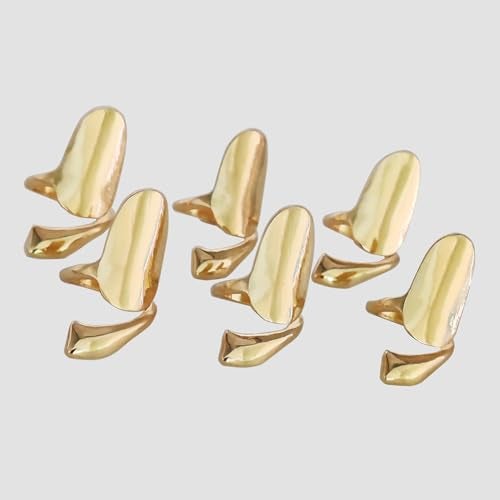 Elandy 6 PCS Wome Fashion Finger Nail Ring Golden Fingernail Protective Nail Cap Cover Ring Art Tip Cover Nail Metal Decoration For Wedding Travel Party Bar Club Get Together Events (Golden) - Image 4