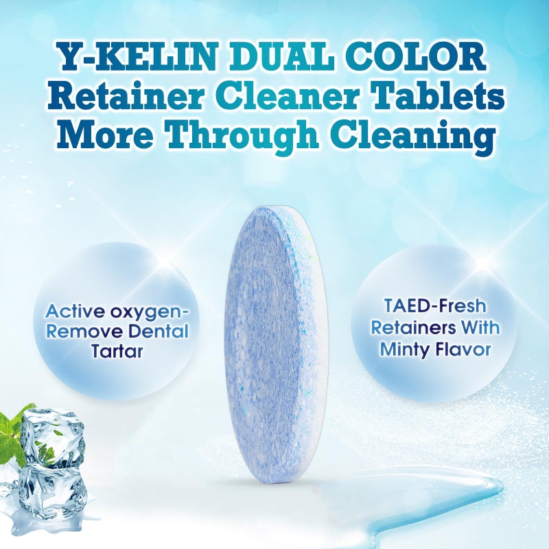 Y-Kelin Retainer Cleaner Tablets Invisalign Cleaner Denture Cleaning Tablets,Remove Stains Away,3 Month Nature Supply - Use for Invisible Clear Aligner,Partials Full Dentures,Night Guard,Mouthguard by Y-Kelin - Image 2