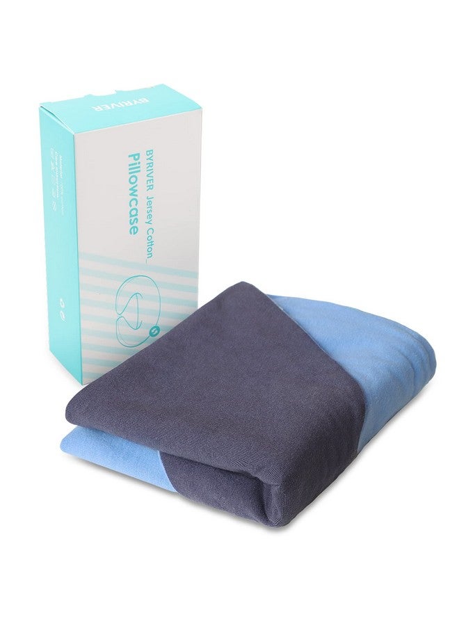 BYRIVER Light and Dark Blue Color Jersey Cotton Pillowcase Cover Body Pillow Pregnancy Pillow(L) - Image 4
